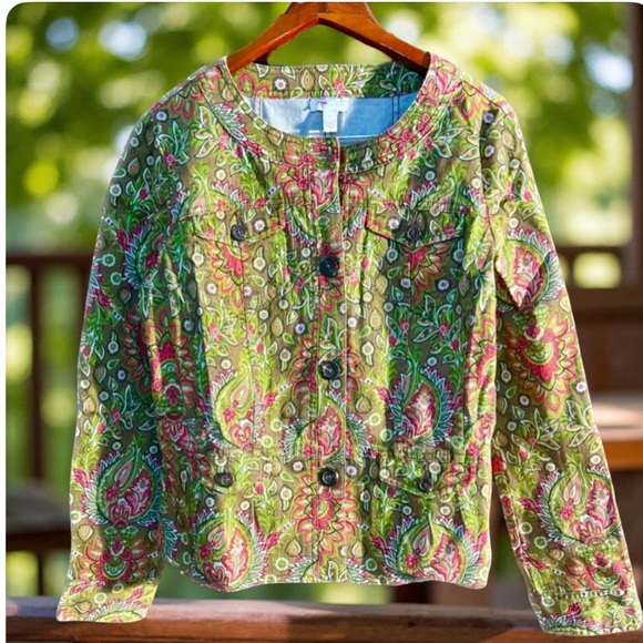 Charter Club Denim jacket Spandex Floral jacket Size Large - Picture 9 of 12